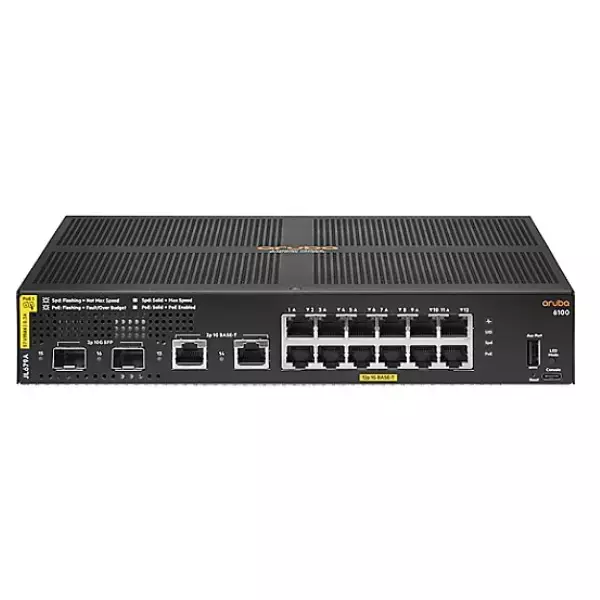 Aruba 6100 12G Port CL4 2SFP+ 139W Switch JL679A - 1
