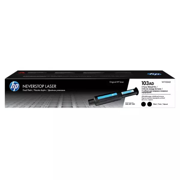 HP 103AD Black Siyah 2.500 Sayfa x 2 Çiftli Neverstop Toner W1103AD - 1
