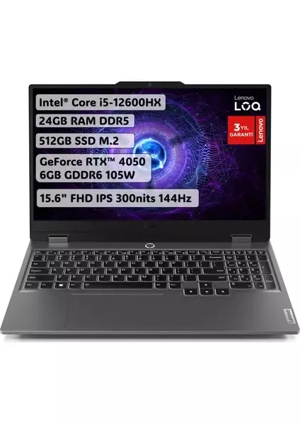 Lenovo LOQ i5-12600HX 24GB 512GB RTX4050 15.6"W11PRO 83GS00P6TR-01 - 4